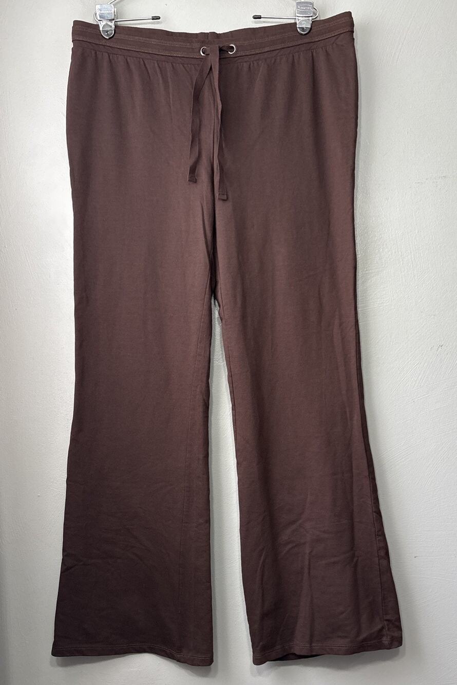BCBG Tasha Wide Leg Sweat Pants Size XL Dark Brown French Terry Lounge Comfort